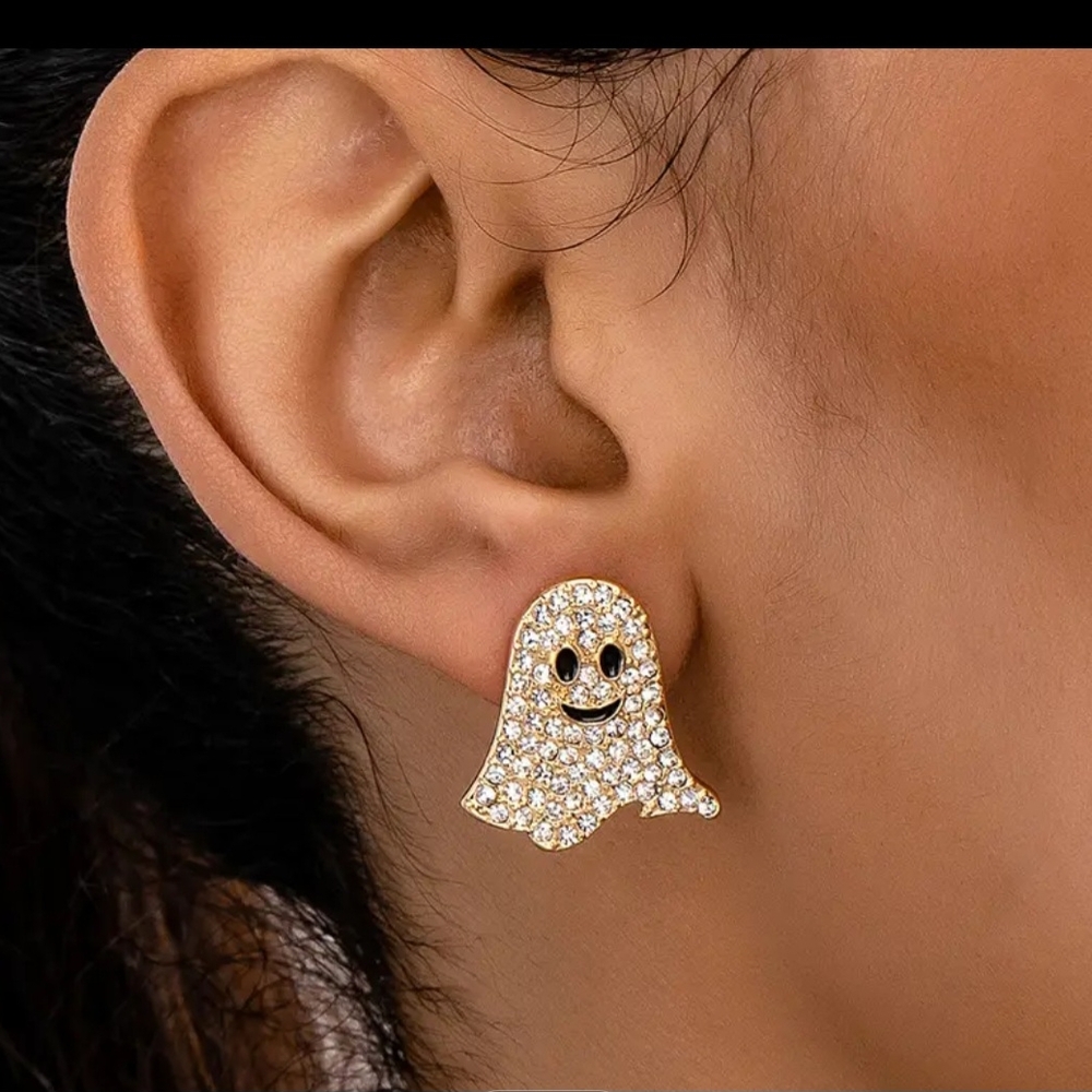 Gold Ghost Stud Earrings